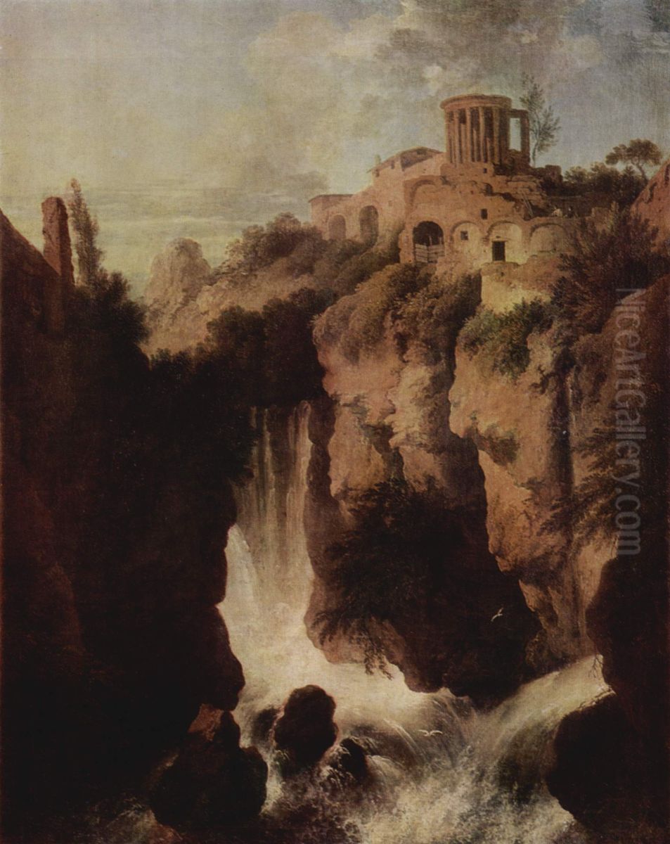 Wasserfalle inTivoli Oil Painting by Christian Wilhelm Ernst Dietrich
