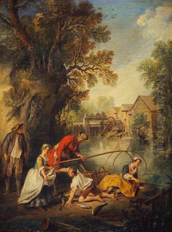 The Watering Party (L'eau) Oil Painting by Nicolas Lancret