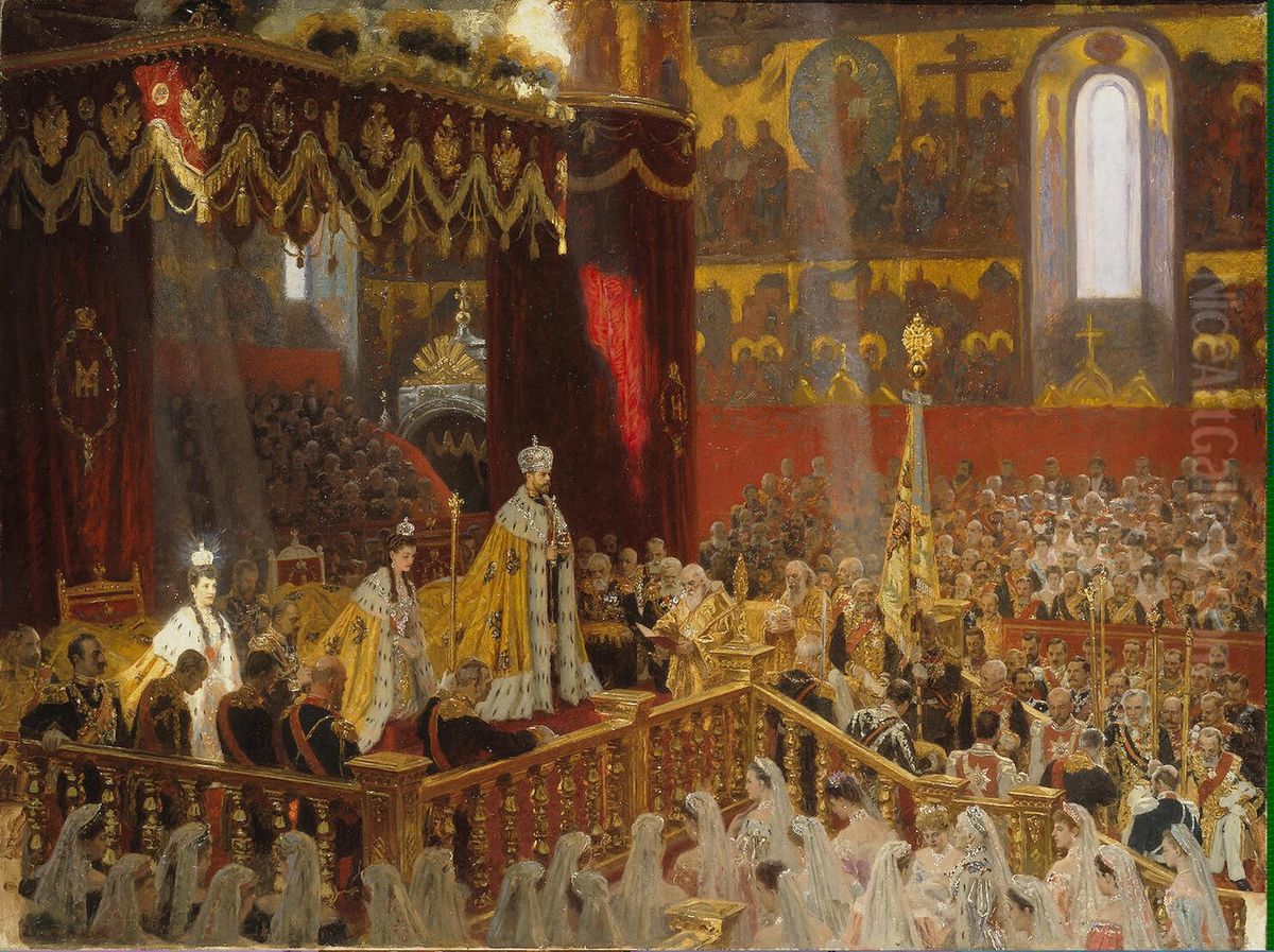 The Coronation of Emperor Nicholas II and Empress Alexandra Feodorovna Oil Painting by Laurits Tuxen