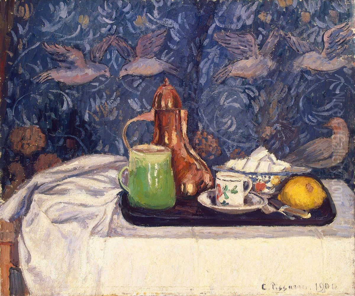Still Life with a Coffeepot Oil Painting by Camille Pissarro