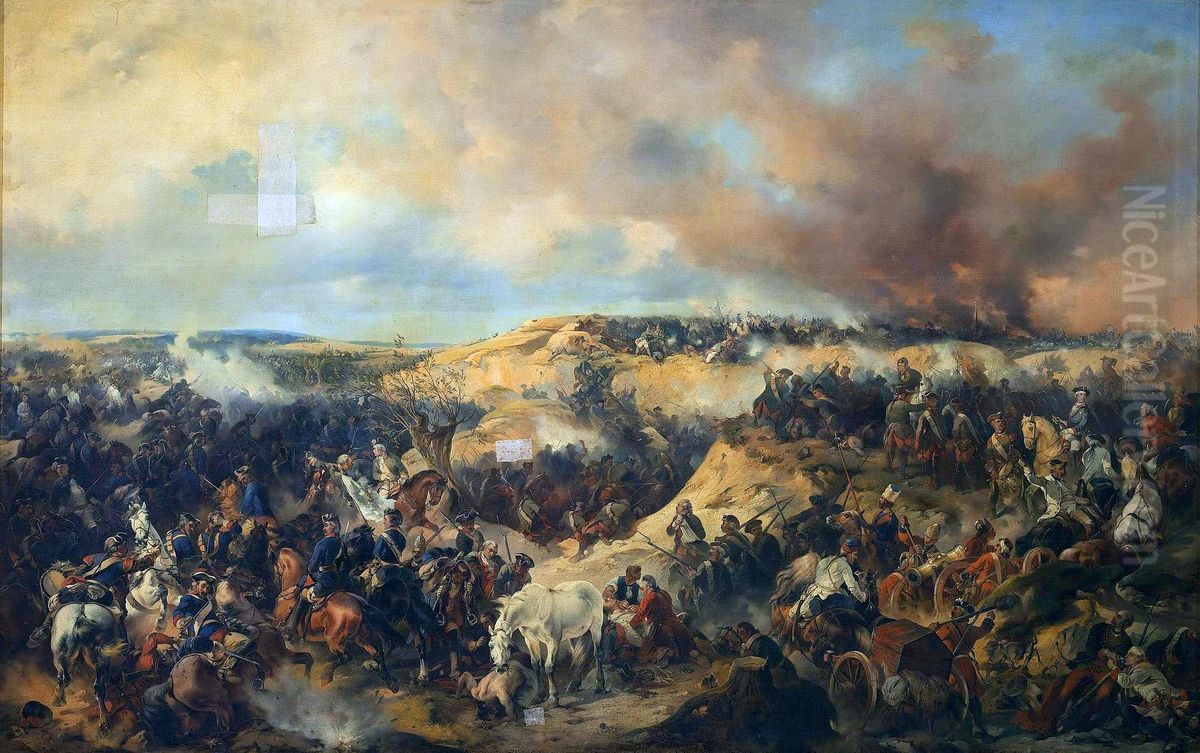 Battle of Kunersdorf on 1 August 1759 Oil Painting by Alexander Kotzebue