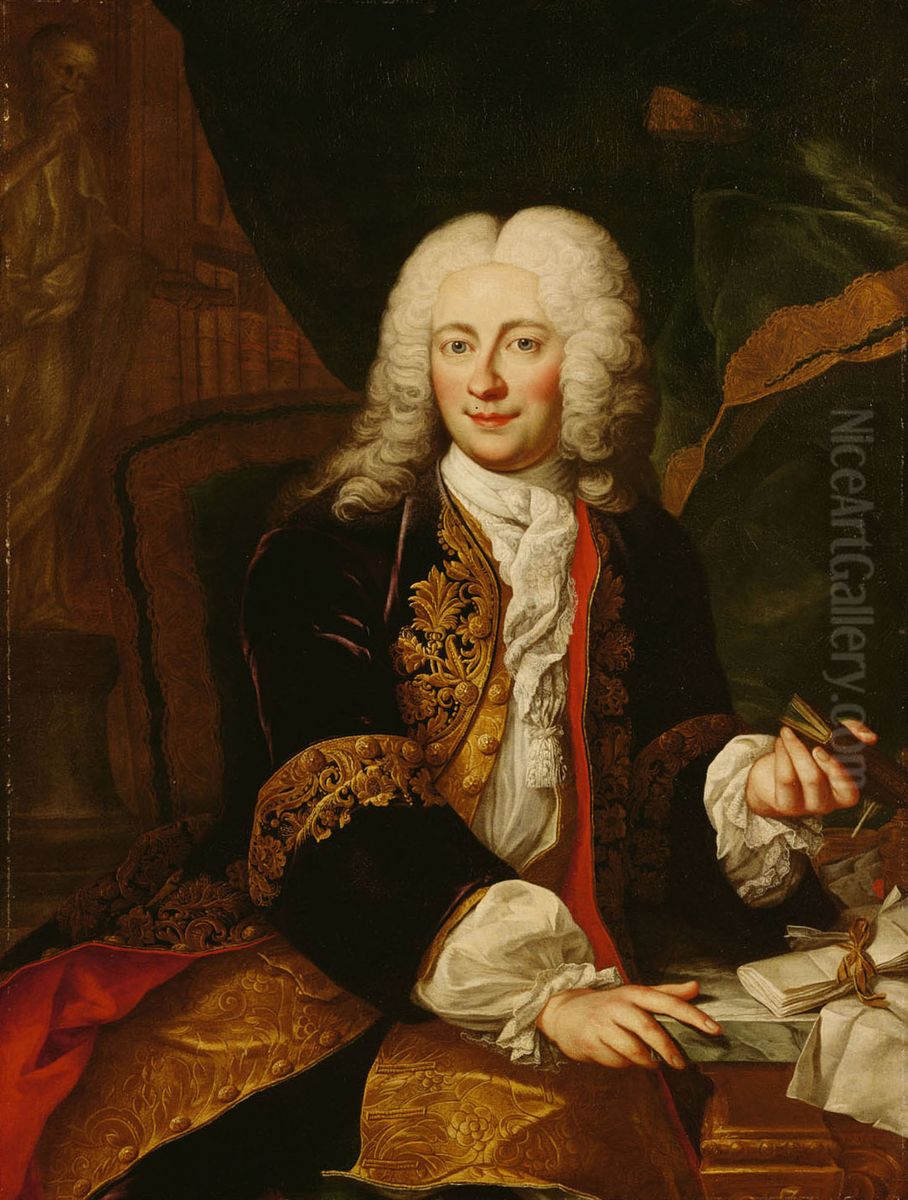 Johann Christoph Freiherr von Bartenstein (1689-1767) an einem Tisch sitzend, Kniestuck Oil Painting by Martin Van Meytens