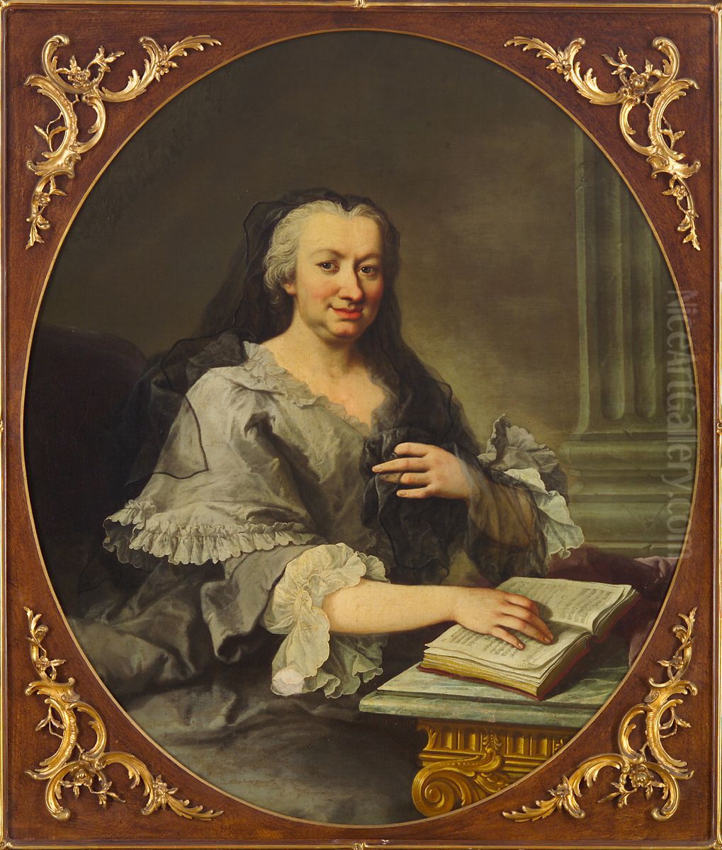 Maria Karolina Grafin Fuchs (1681-1754) an einem Tisch sitzend, Kniestuck Oil Painting by Martin Van Meytens