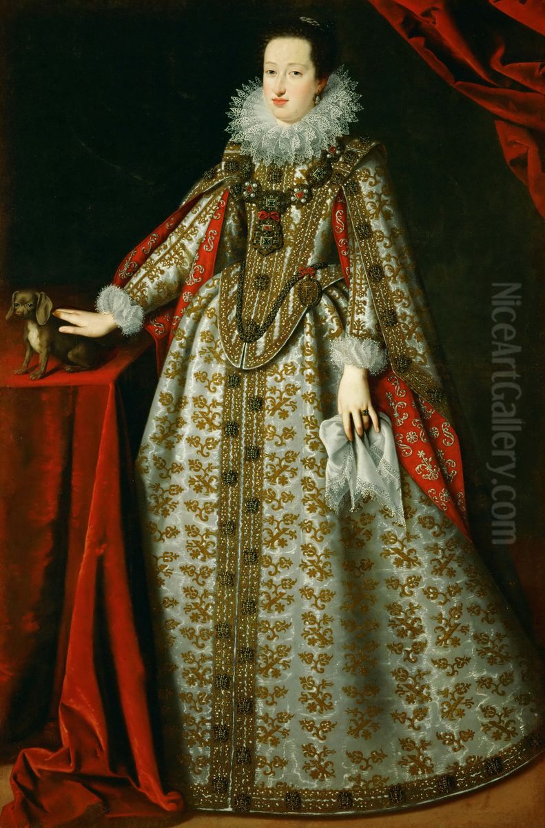 Eleonore von Gonzaga (1598-1655), 2. Gemahlin von Ferdinand II., im Brautkleid Oil Painting by Justus Sustermans