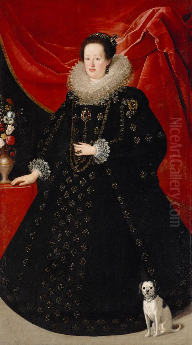 Eleonore von Gonzaga (1598-1655), Kaiserin in schwarzem Kleid Oil Painting by Justus Sustermans