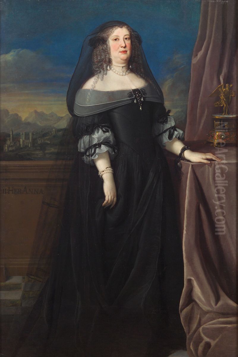 Anna de' Medici (1616-1676), Erzherzogin, Witwe nach Erzherzog Ferdinand Karl (1628-1662), Landesfurst von Tirol Oil Painting by Giovanni Maria Morandi
