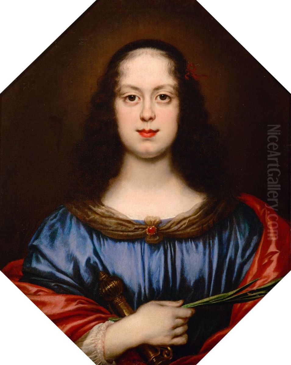 Portrait of Vittoria della Rovere (1622-1694) as St. Catherine Oil Painting by Carlo Dolci