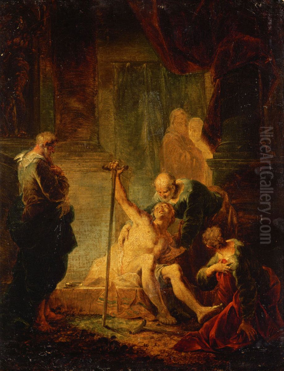 Petrus und Johannes heilen den Lahmgeborenen im Tempel Oil Painting by Januarius Zick