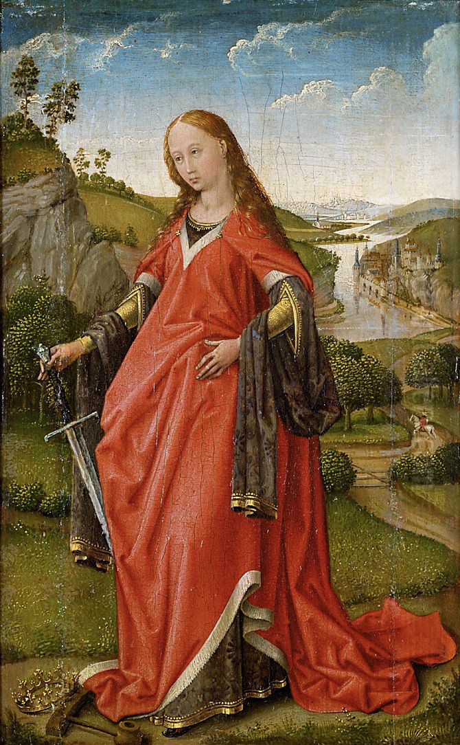 Rechter Flugel eines Diptychons: Hl. Katharina Oil Painting by Rogier van der Weyden
