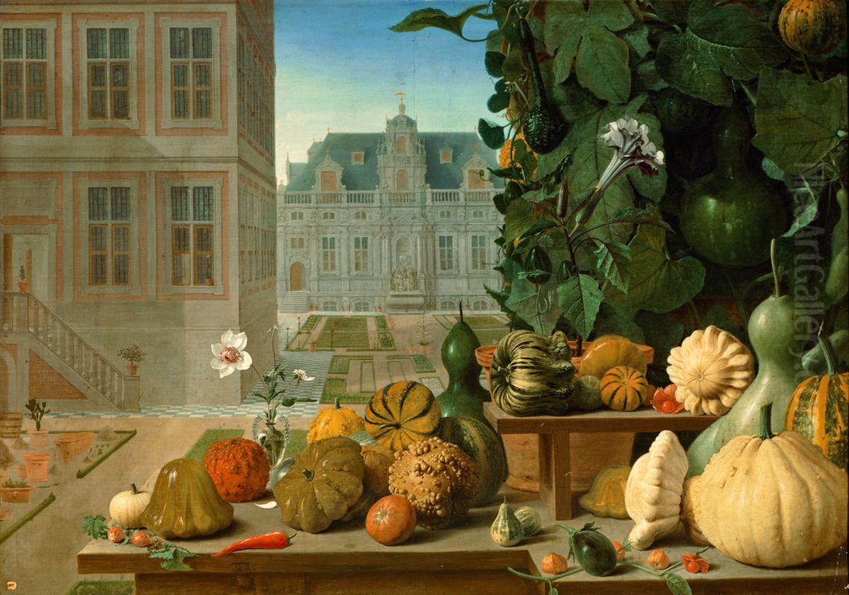 Stilleven met pompoenen Oil Painting by Jan Anton van der Baren