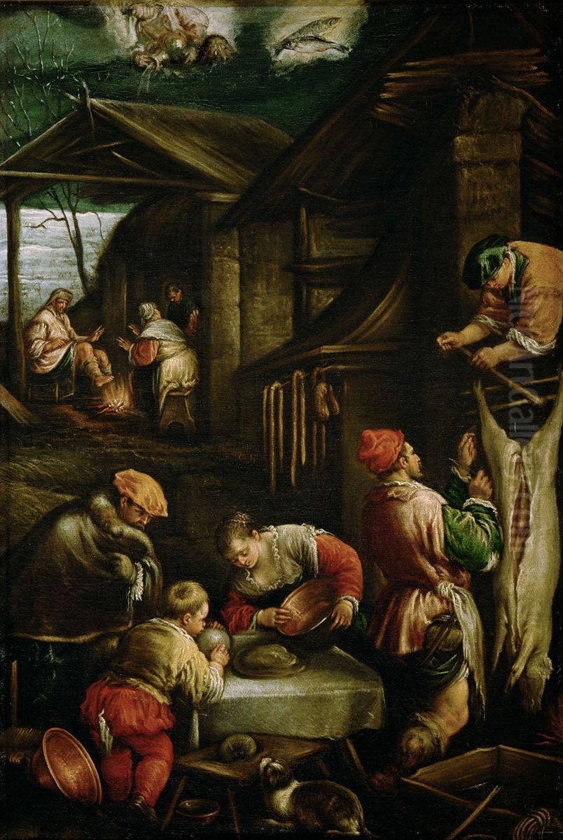 Winter (Schweineschlachten) Oil Painting by Francesco Bassano the Younger