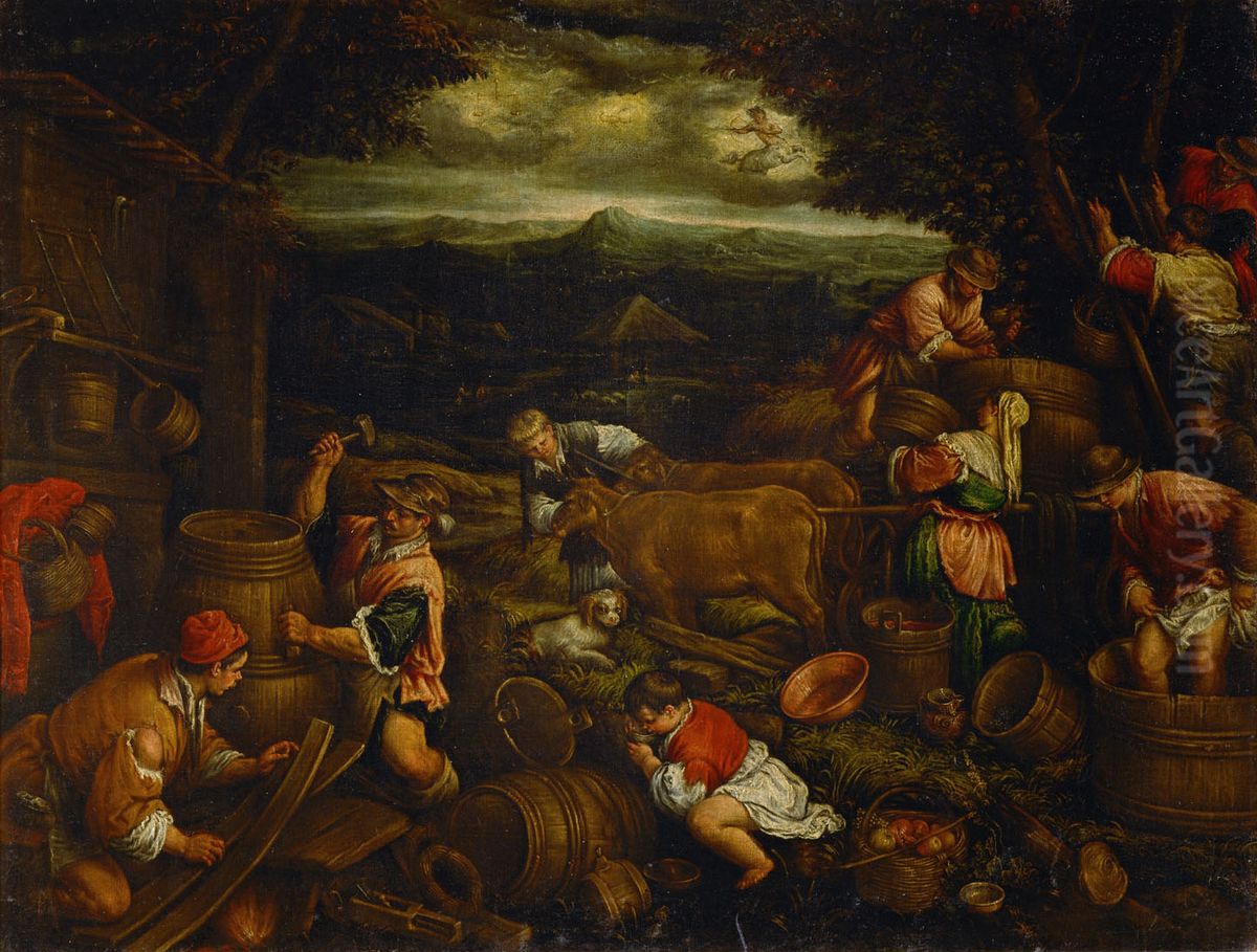 Herbst (Weinlese) Oil Painting by Francesco Bassano the Younger
