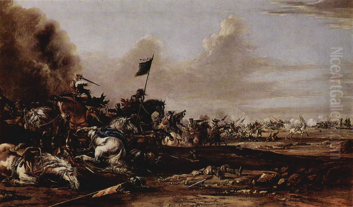 Battle Oil Painting by Johann Anton Eismann