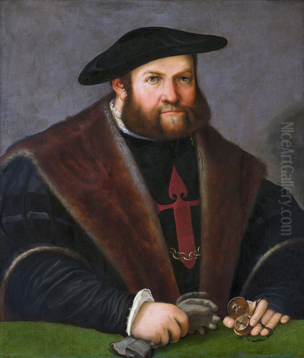 Bildnis des Ulrich Ehinger (1485-1537) (Bildnis eines Santjagoritters) Oil Painting by Christoph Amberger