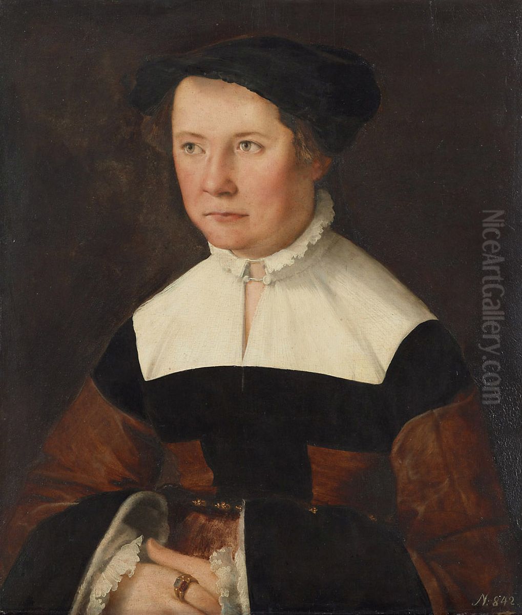 Portrait of Sibilla Eiselin aged 29 Oil Painting by Christoph Amberger
