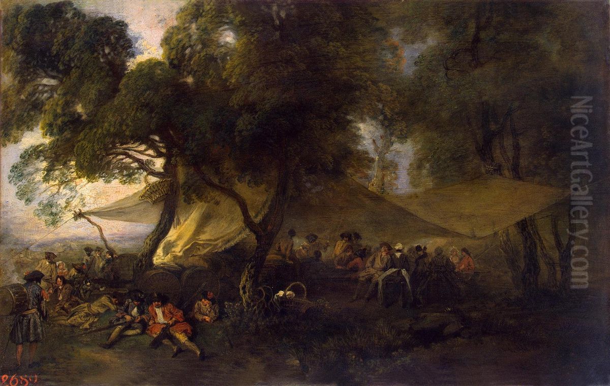 Idylls of War Oil Painting by Jean-Antoine Watteau