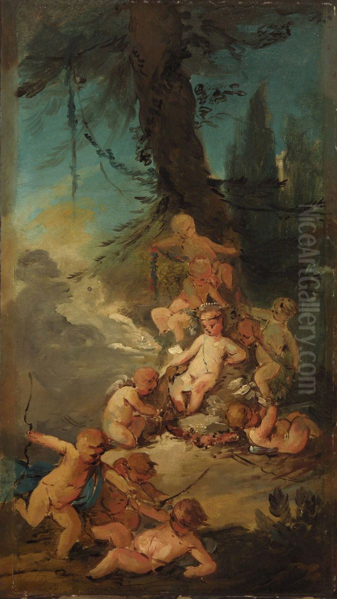 Crowning of Cupid Oil Painting by Giuseppe Bernardino Bison
