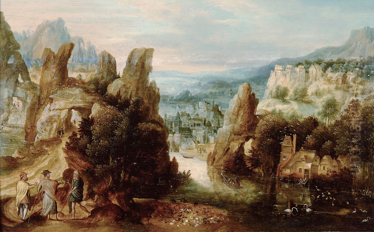 Landschaft mit dem Gang nach Emmaus Oil Painting by Herri met de Bles