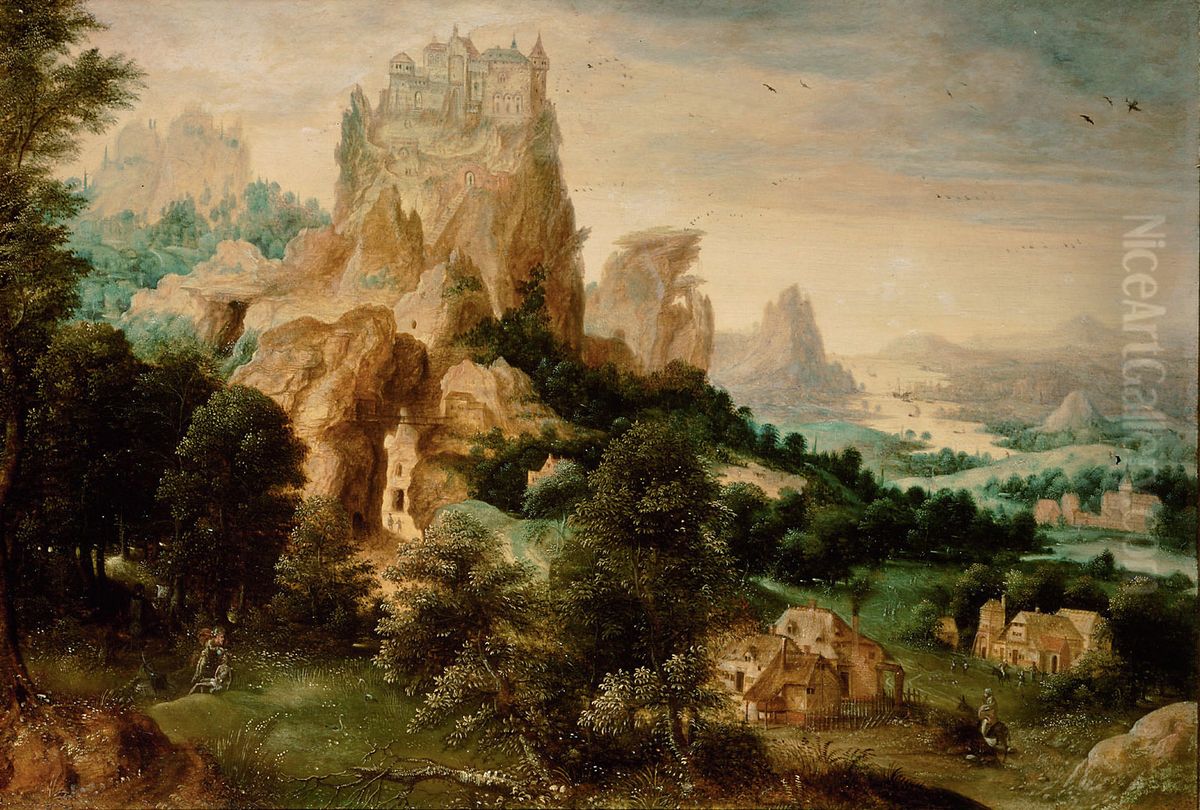 Landschaft mit dem Gleichnis vom Barmherzigen Samariter Oil Painting by Herri met de Bles