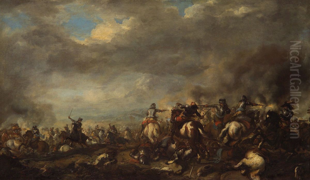 Reitertreffen Oil Painting by Jacques Courtois