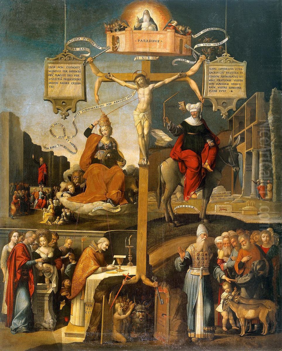 allegoria dell'antico e nuovo testamento con trionfo della chiesa sulla sinagoga) Oil Painting by Benvenuto Tisi