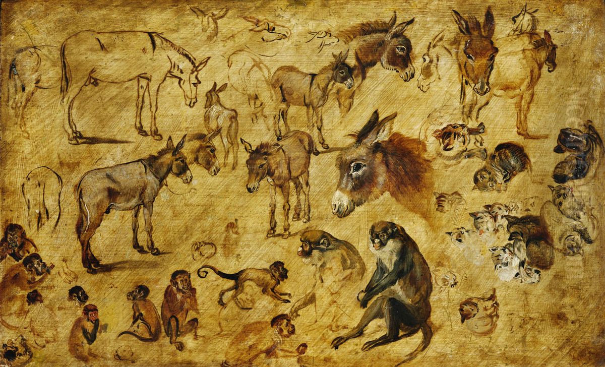 Tierstudie (Esel, Katzen, Affen) Oil Painting by Jan Brughel