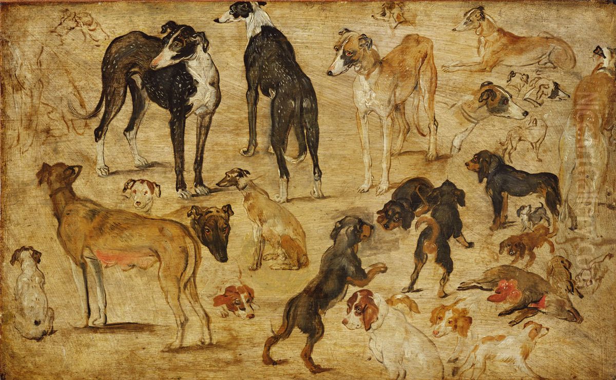 Tierstudie (Hunde) Oil Painting by Jan Brughel
