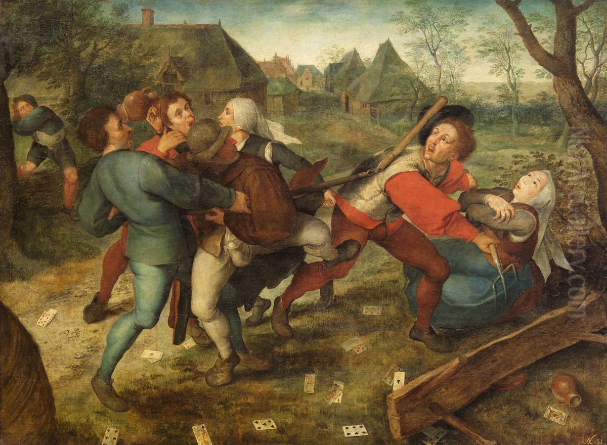 Streitende Bauern beim Kartenspiel Oil Painting by Jan Brughel