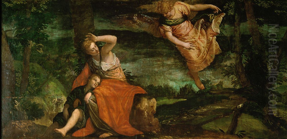 Der Engel erscheint Hagar in der Wuste Oil Painting by Paolo Veronese (Caliari)
