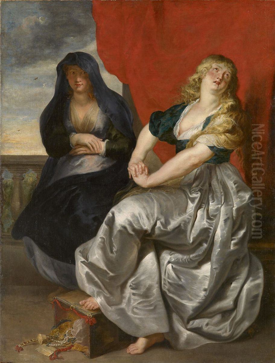 Reuige Magdalena und ihre Schwester Martha Oil Painting by (studio of) Rubens, Peter Paul