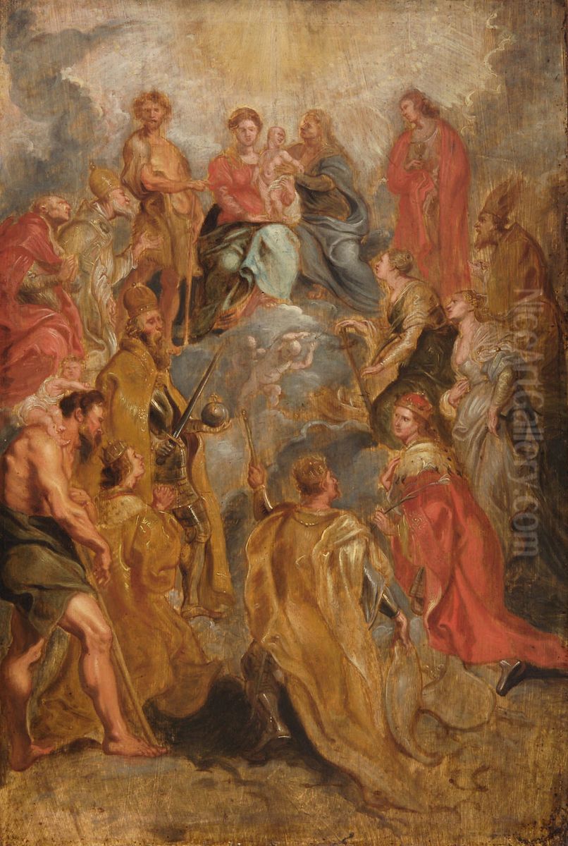 Madonna and Child with Saint Anne Oil Painting by (studio of) Rubens, Peter Paul