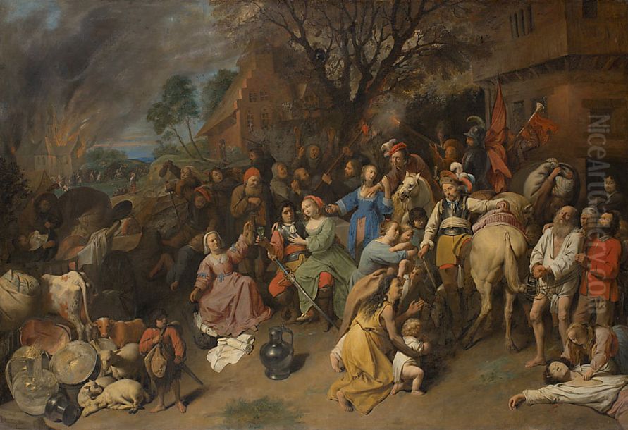 Leiden der Bauern (Plunderung) Oil Painting by David Ryckaert III