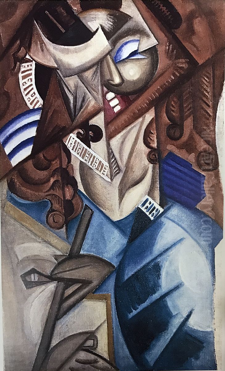 Portrait (of Kruchyonykh?) Oil Painting by Olga Rozanova