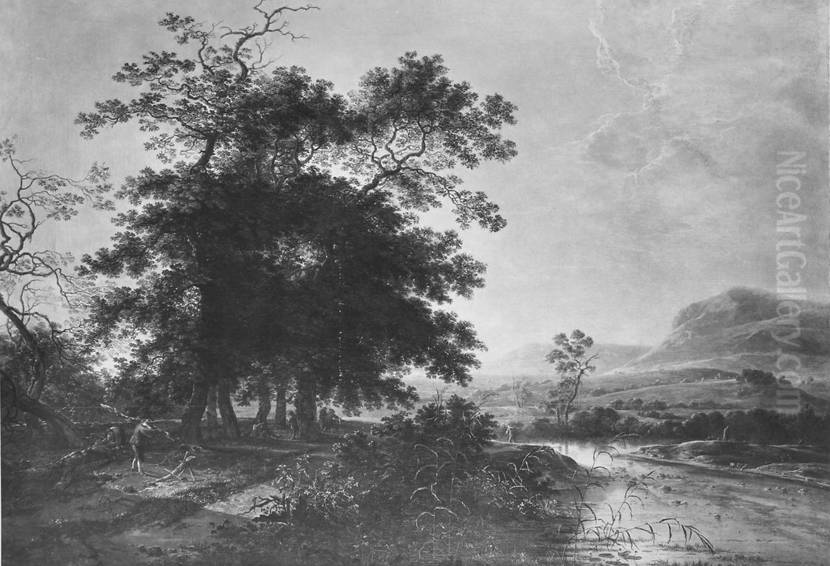 Landschaft bei Sonnenuntergang Oil Painting by Herman Saftleven