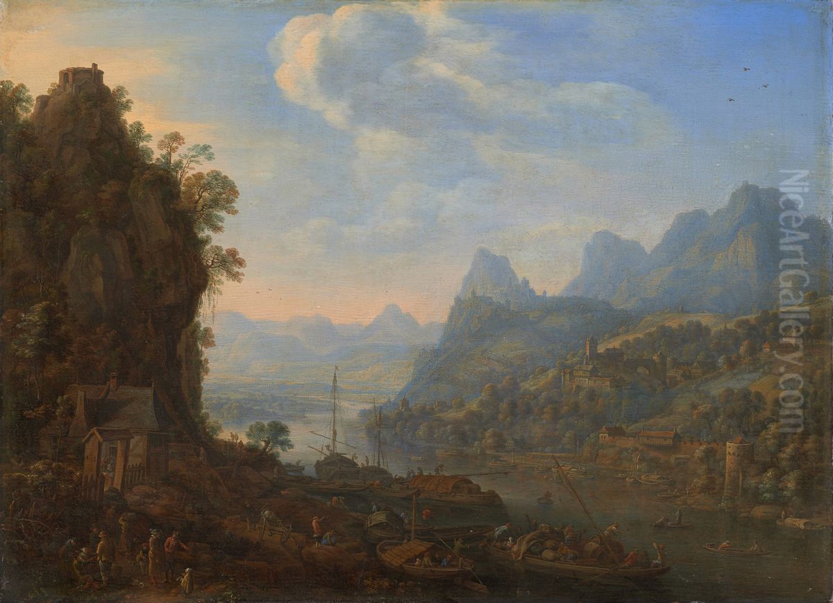 Rheinlandschaft Oil Painting by Herman Saftleven