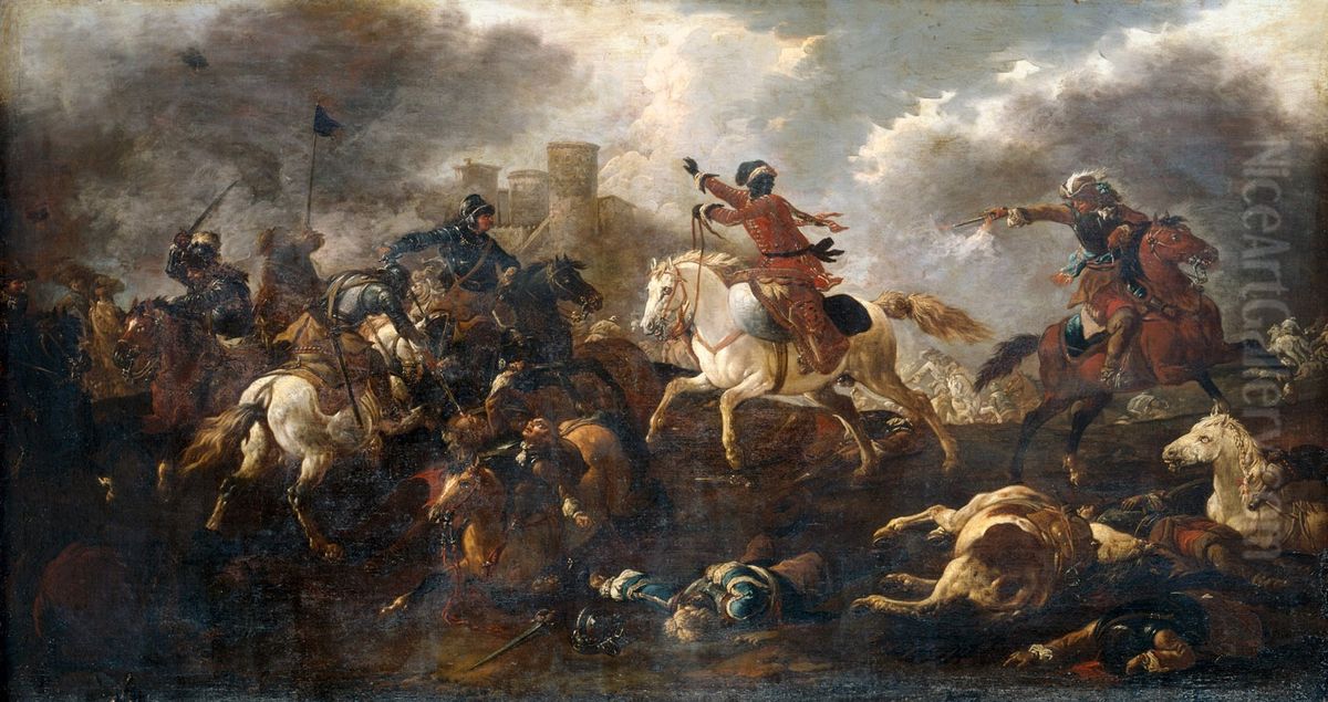 Reitertreffen Oil Painting by Philipp Peter Roos