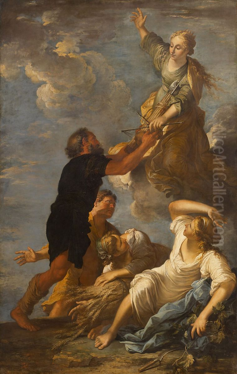 Astraea verlasst die Erde Oil Painting by Salvator Rosa