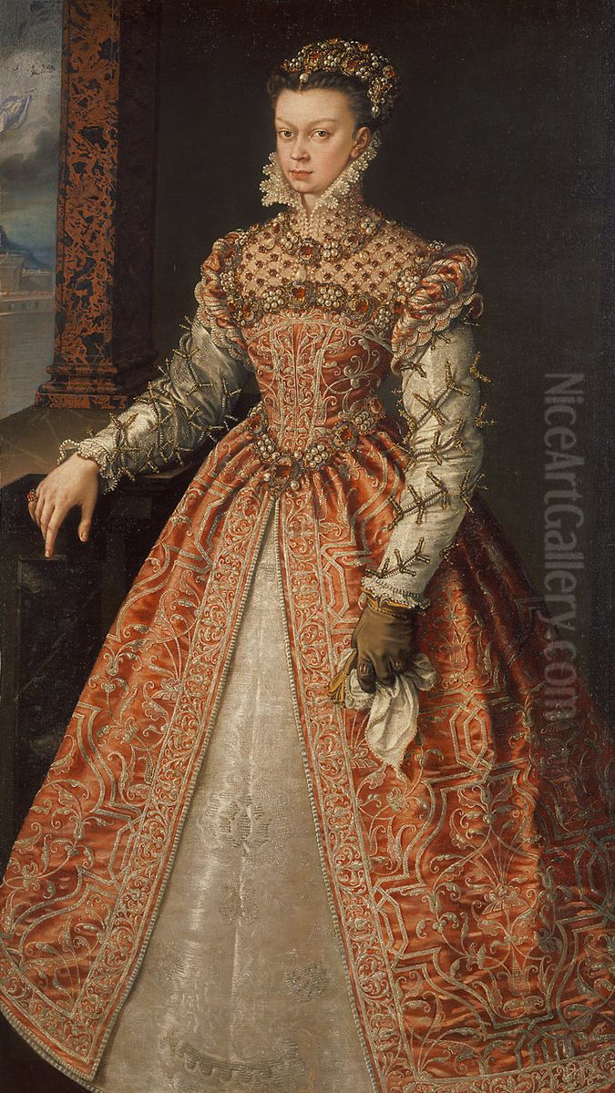 Isabella von Valois, Konigin von Spanien (1546-1568) Oil Painting by Alonso Sanchez Coello