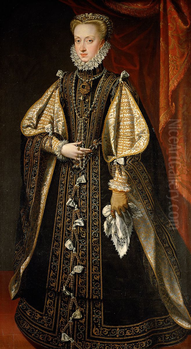 Anna von Osterreich, Konigin von Spanien (1549-1580) Oil Painting by Alonso Sanchez Coello