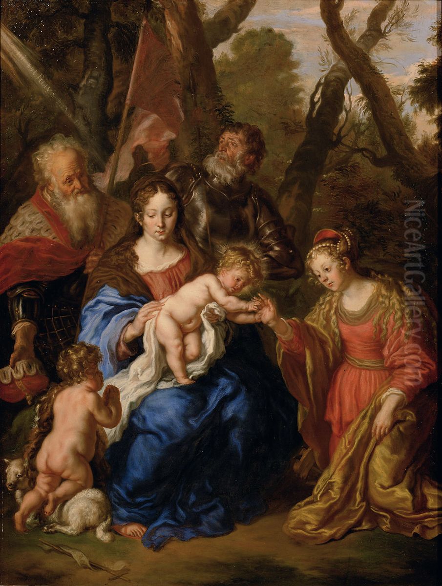 The Mystic Marriage of Saint Catherine of Alexandria with Saints Leopold and William Oil Painting by Joachim von, I Sandrart