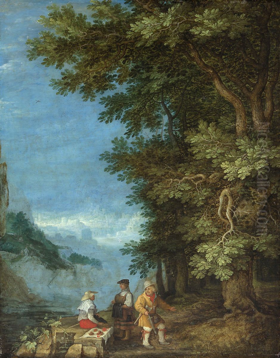 Gebirgslandschaft mit Obstverkaufern Oil Painting by Roelant Savery