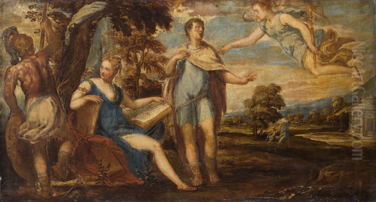 Aeneas and Dido Oil Painting by Andrea Schiavone