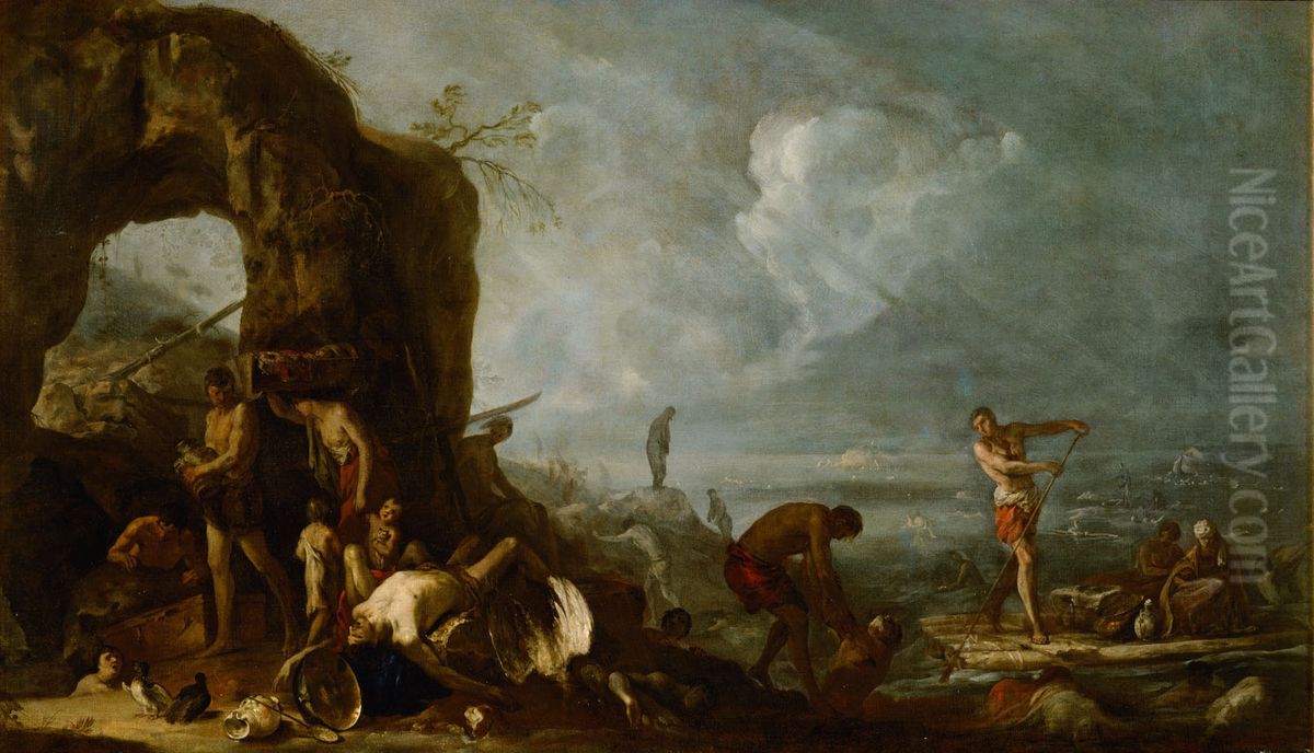 Sintflut Oil Painting by Johann Heinrich Schonfeld