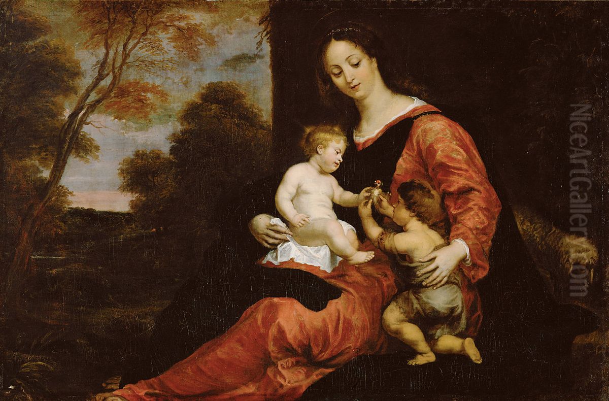 Virgin with child and child St John the Baptist Oil Painting by Gerard Seghers