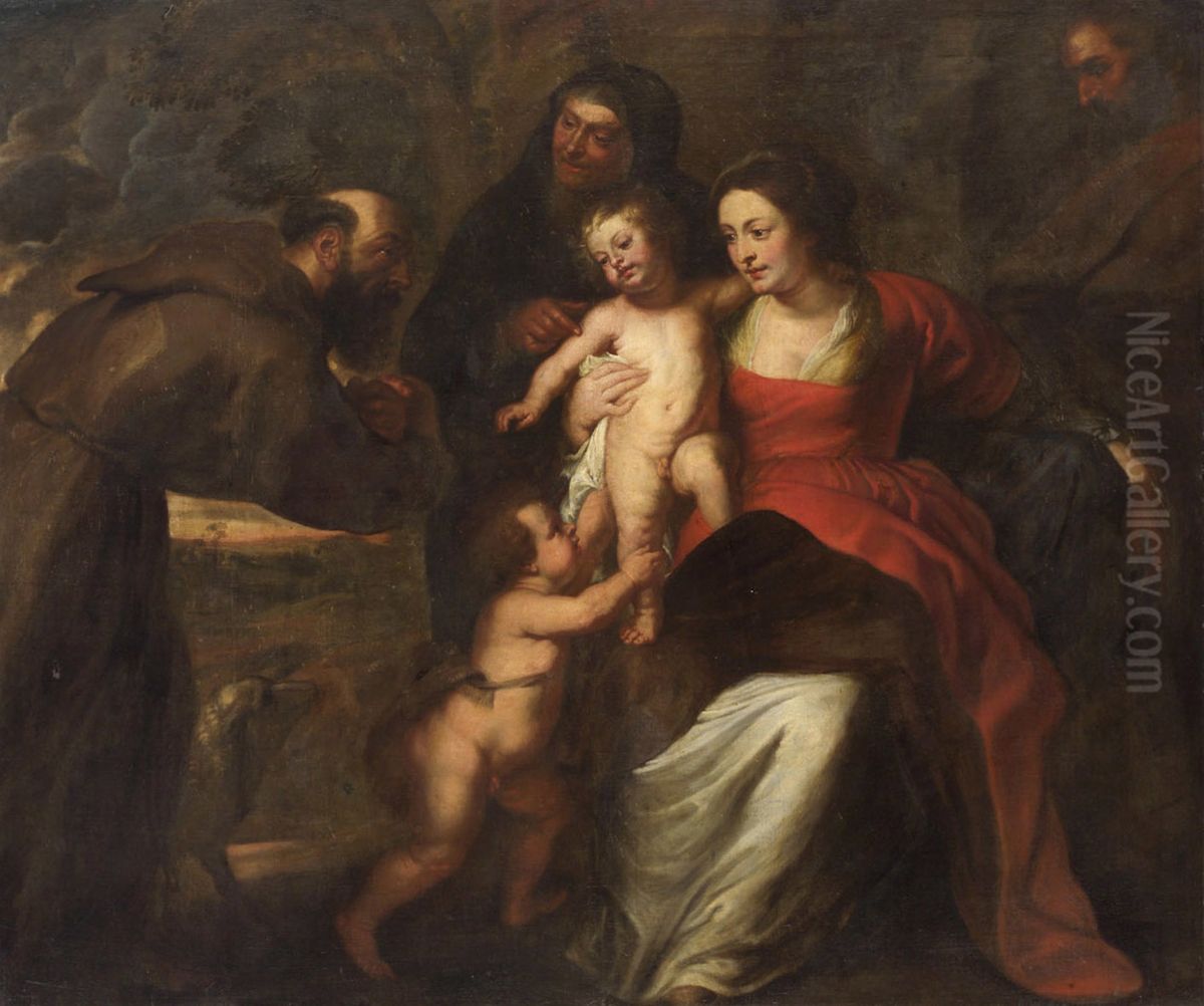 Holy Family with Saint Francis Oil Painting by Gerard Seghers