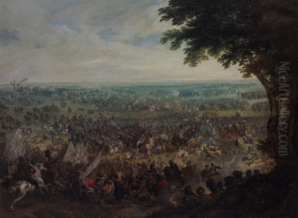 Large cavalry battle Oil Painting by Peter Snayers