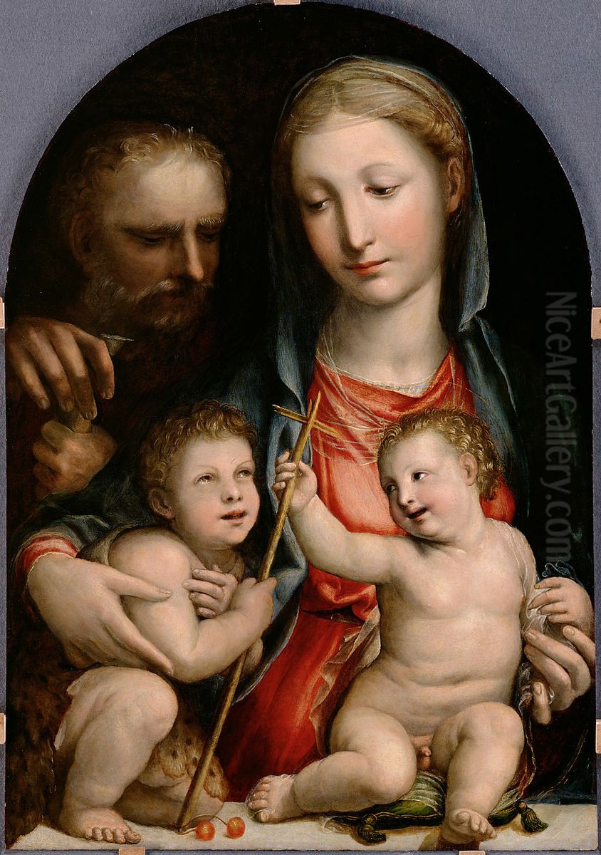 Holy Family with St. John the Baptist as child Oil Painting by Il Sodoma