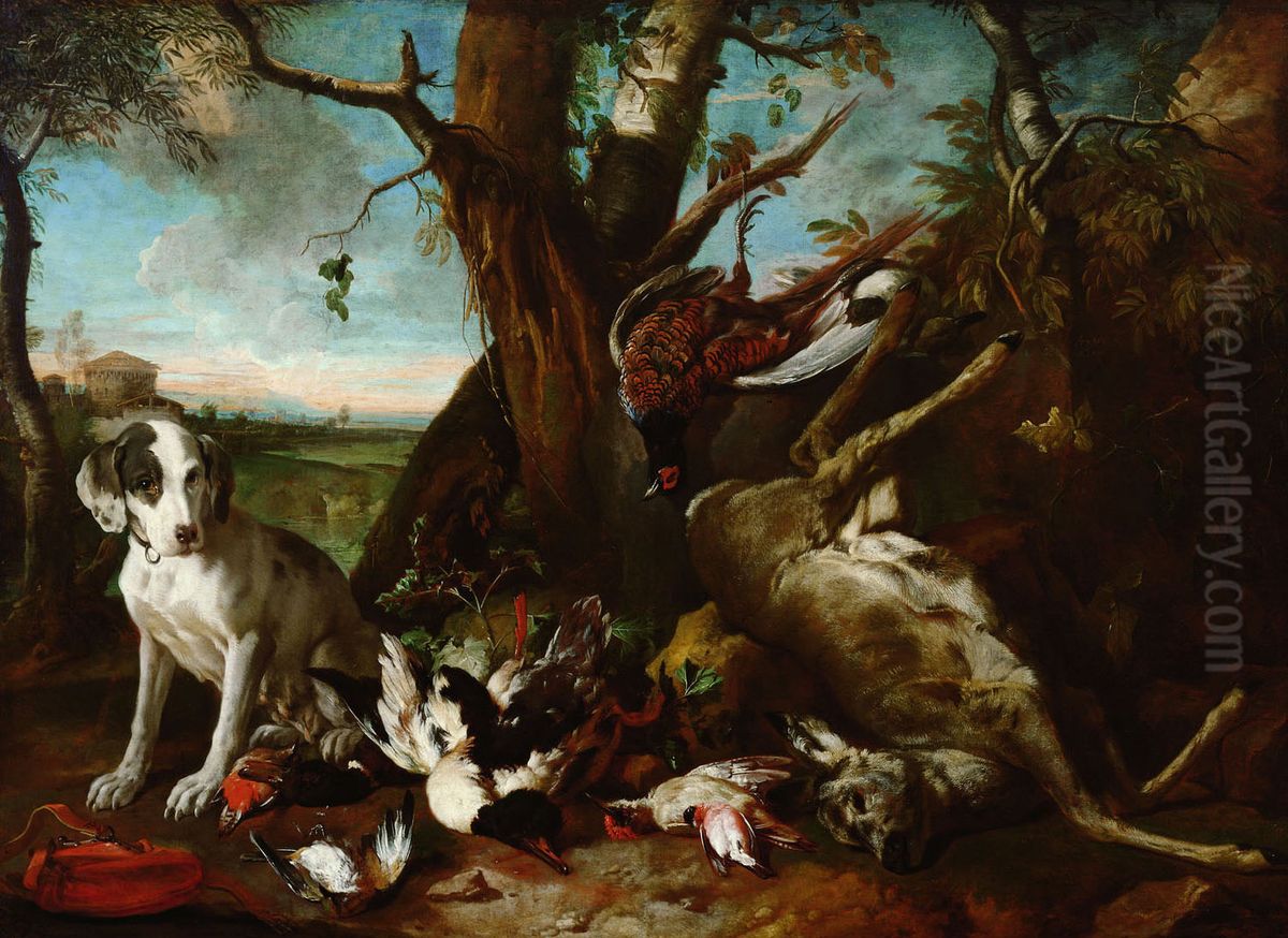Totes Wild, von einem Jagdhund bewacht Oil Painting by Franz Werner Tamm
