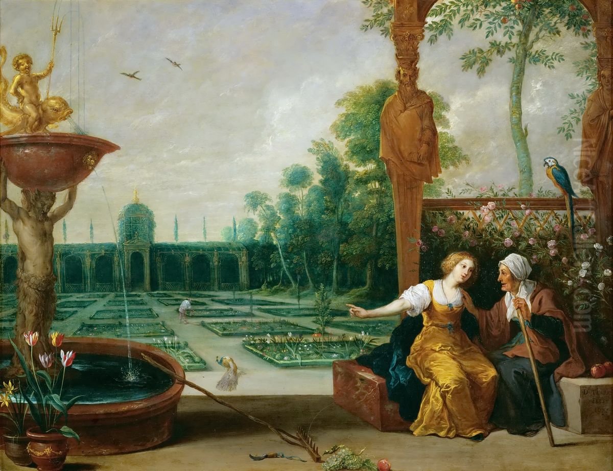 Vertumnus   and  Pomona Oil Painting by David The Elder Teniers