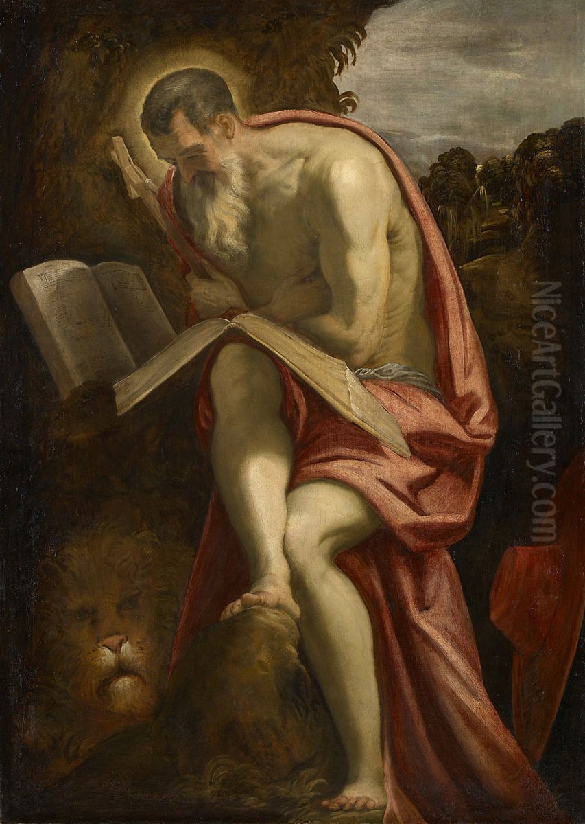 Hl. Hieronymus Oil Painting by Jacopo Tintoretto